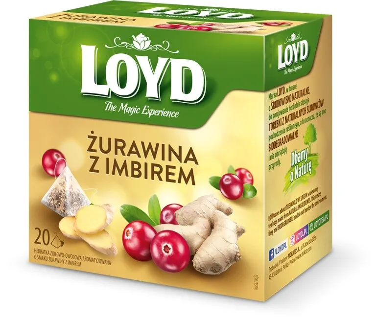 Herbata Owocowa LOYD Żurawina Z Imbirem 20x2g