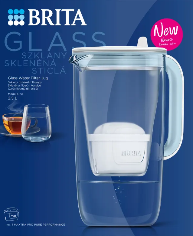 Szklany Dzbanek Z Filtrem BRITA Glass MAXTRA PRO Pure Performance 2,5 l - Niebieski
