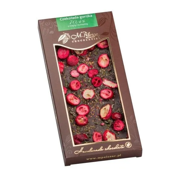 Gorzka Czekolada M.PELCZAR CHOCOLATIER Z Miętą I Żurawiną 85g