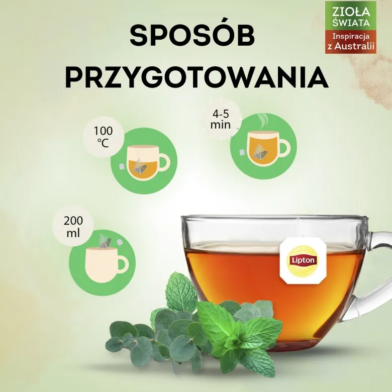 Herbatka Ziołowa LIPTON Mięta Z Eukaliptusem 20x1,3g
