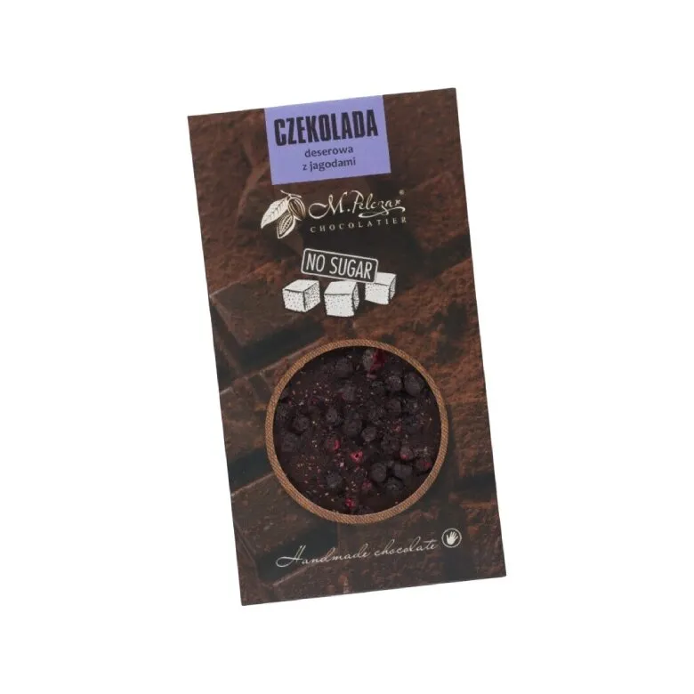 Czekolada Deserowa M.PELCZAR CHOCOLATIER Bez Cukru Z Jagodami 45g