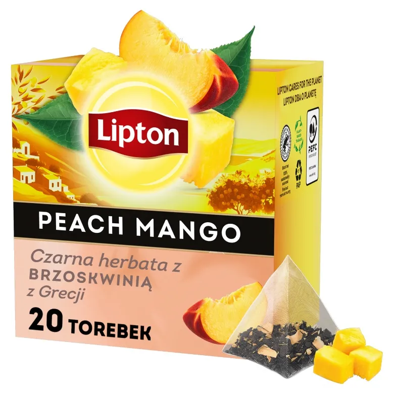 Herbata Aromatyzowana LIPTON Brzoskwinia I Mango 20x1,8g - Czarna