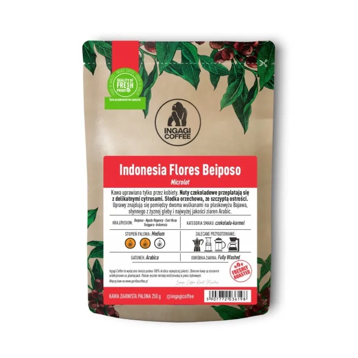 Kawa Ziarnista INGAGI COFFEE Indonesia Flores Beiposo 250g