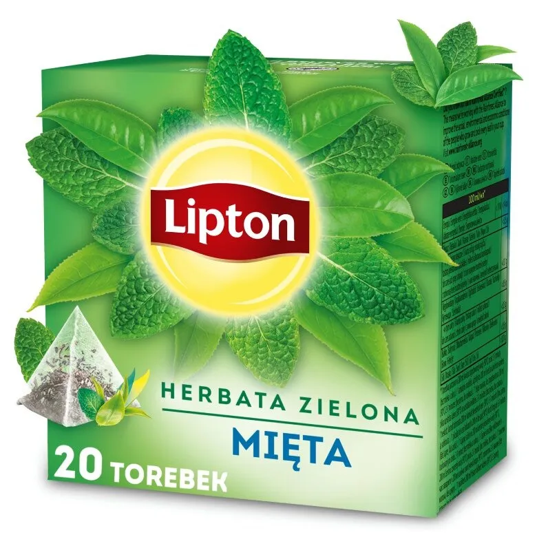Herbata Aromatyzowana LIPTON Mięta 20x1,6g - Zielona