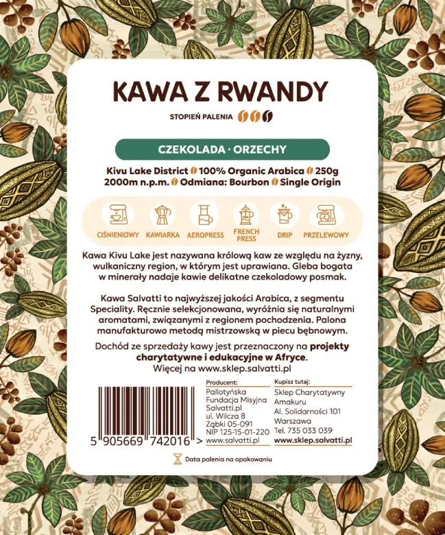 Kawa Ziarnista SALVATTI Kivu Lake 250g