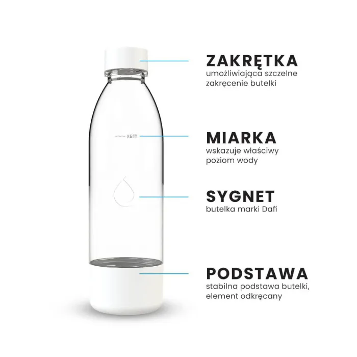 Butelki Do Saturatora DAFI PushAir 0,7 l - Białe 2 Sztuki