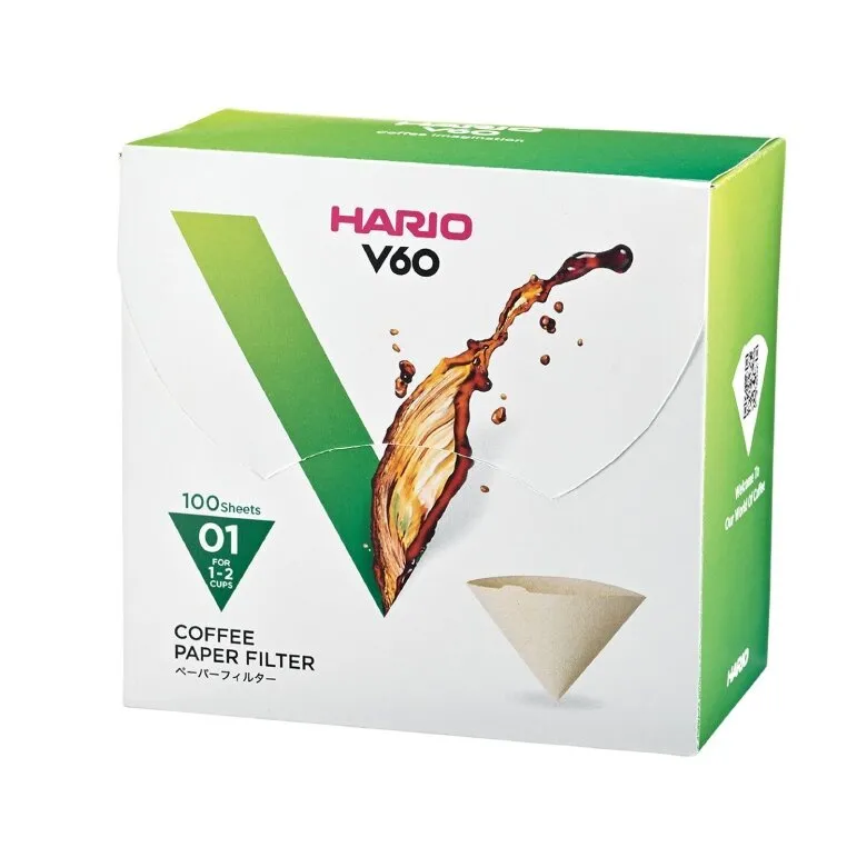 Filtry Papierowe Do Dripa HARIO Misarashi V60-01 - Brązowe 100 Sztuk W Pudełku