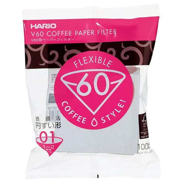 Filtry Papierowe Do Dripa HARIO V60-01 - 100 Sztuk