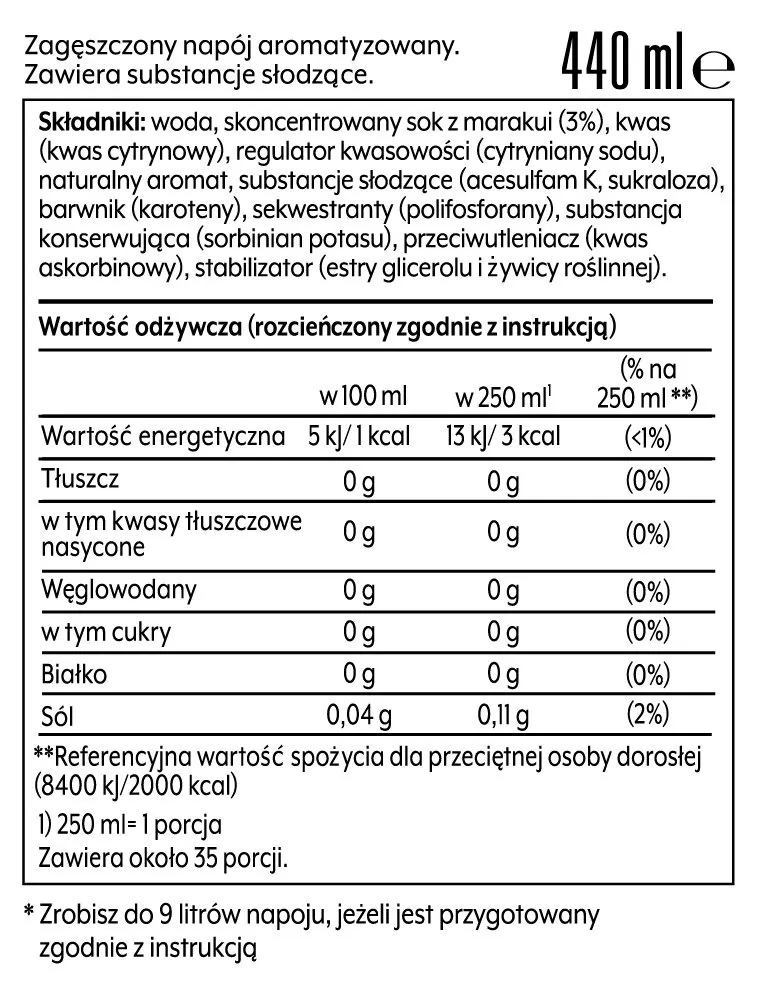 Syrop SODASTREAM Marakuja 440 ml - Bez Cukru