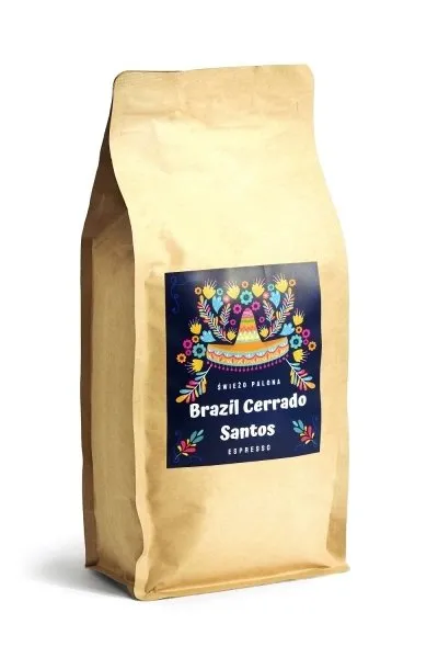 Kawa Ziarnista ŚWIEŻO PALONA Brazil Cerrado Santos Natural 1kg