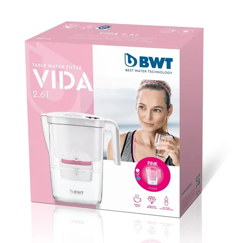 Dzbanek Filtrujący Wodę BWT Vida 2.6 l Różowy - Manualny Z Wkładem MG2