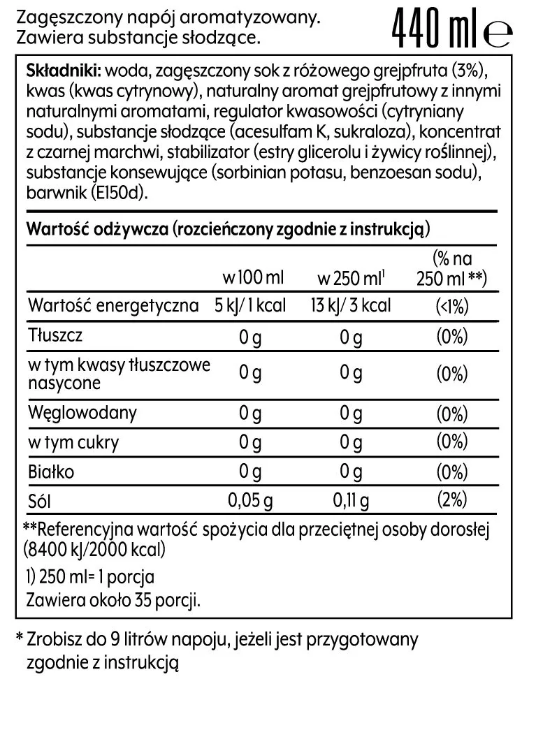 Syrop SODASTREAM Różowy Grejpfrut 440 ml - Bez Cukru