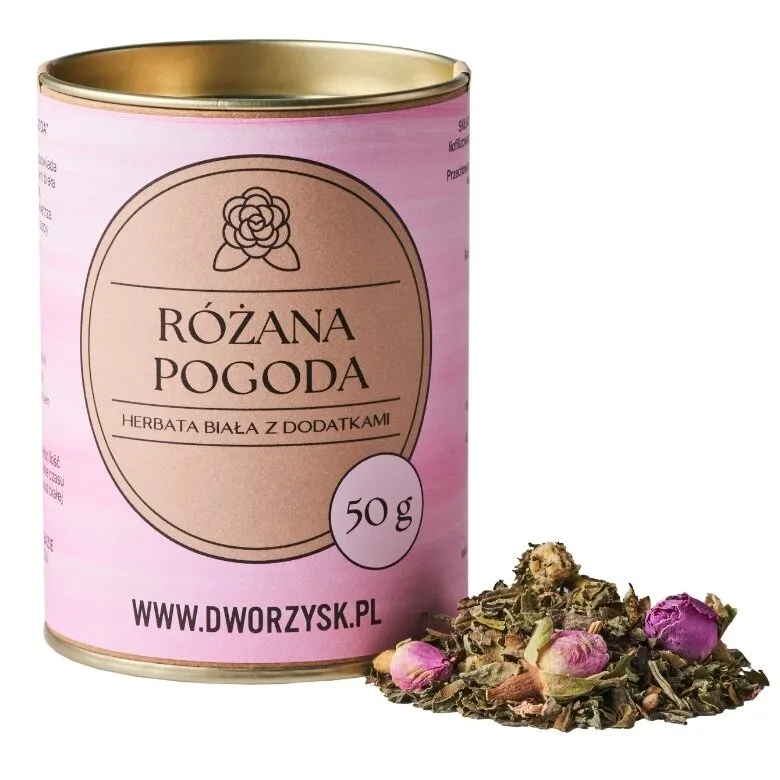 Herbata DWORZYSK Różana Pogoda 50g - Biała