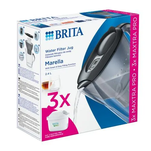 Dzbanek Filtrujący BRITA Marella 2,4 l + 3X Wkład MAXTRA PRO Pure Performance - Grafitowy