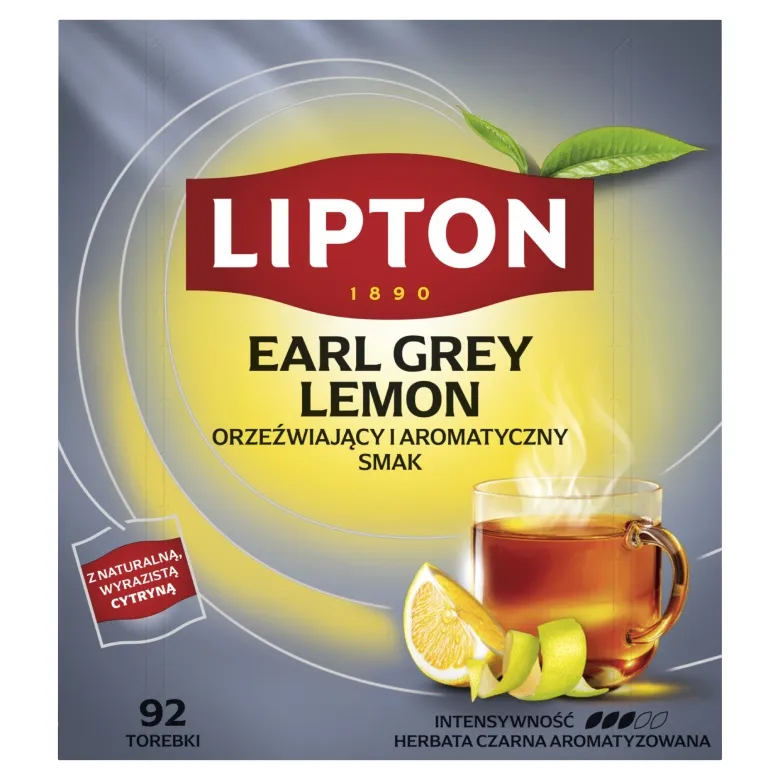 Herbata Aromatyzowana LIPTON Earl Grey Lemon 92x2g - Czarna