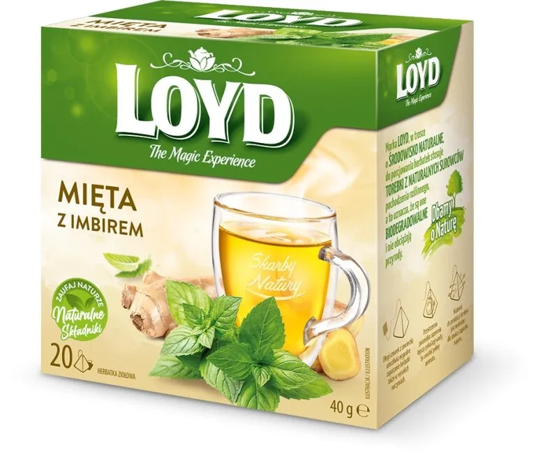 Herbata Ziołowo-Owocowa LOYD Mięta Z Imbirem 20x2g