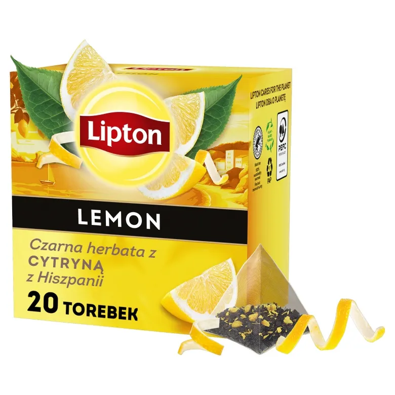 Herbata Aromatyzowana LIPTON Cytryna 20x1,7g - Czarna