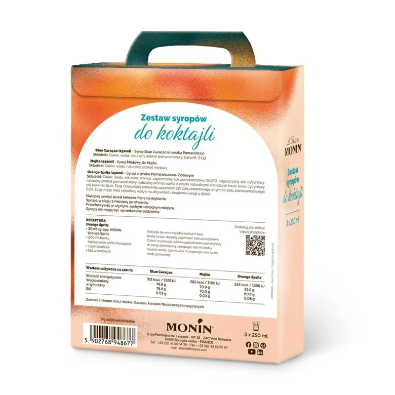Zestaw Syropów Do Koktajli MONIN - 3x250 ml