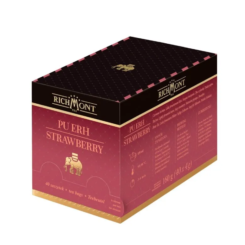 Herbata RICHMONT Pu-Erh Strawberry 40x4g - Czerwona