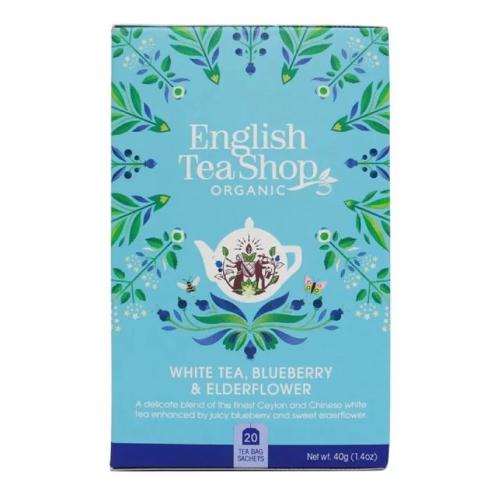 Herbata ENGLISH TEA SHOP White TEA Blueberry Elderflower 20x2g - Biała