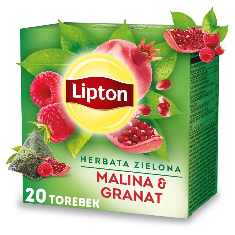 Herbata Aromatyzowana LIPTON Malina I Granat 20x1,4g - Zielona