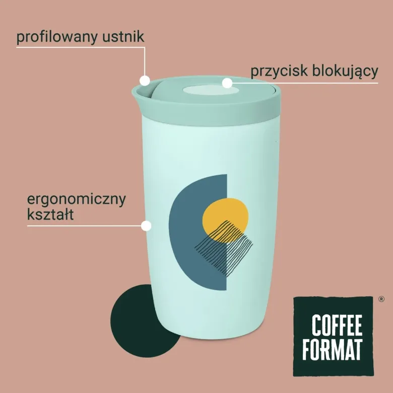 Kubek Termiczny COFFEE FORMAT 350 ml - Miętowy Z Motywem Mapy