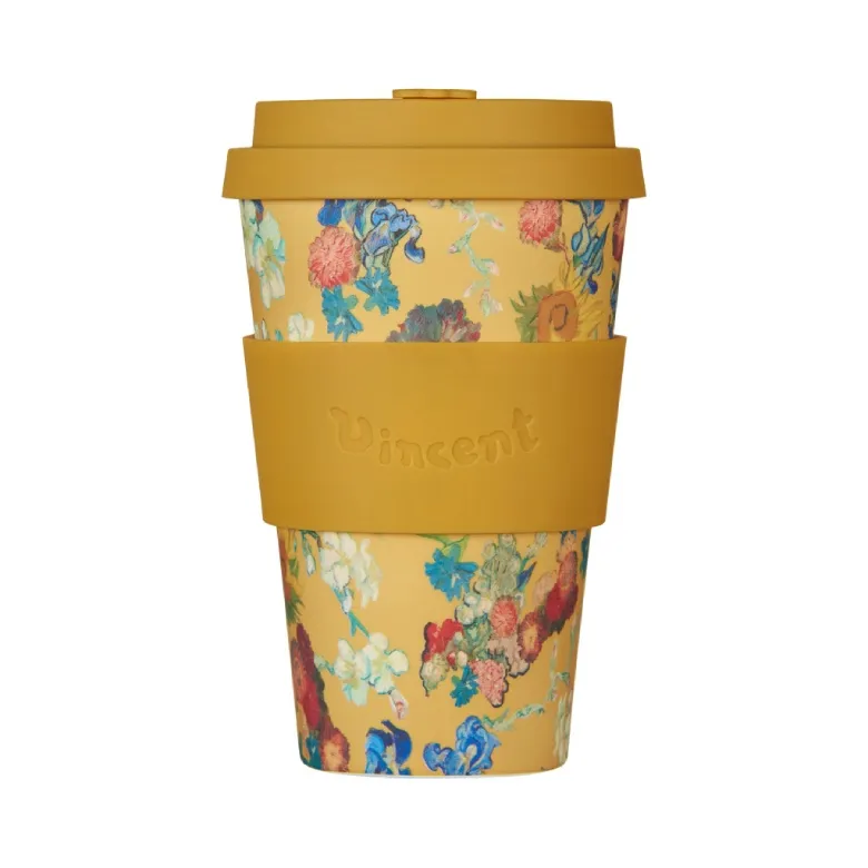 Kubek Na Wynos ECOFFEE CUP Van Gogh Museum 50TH Anniversary Flowers 400ml - Żółte Kwiaty