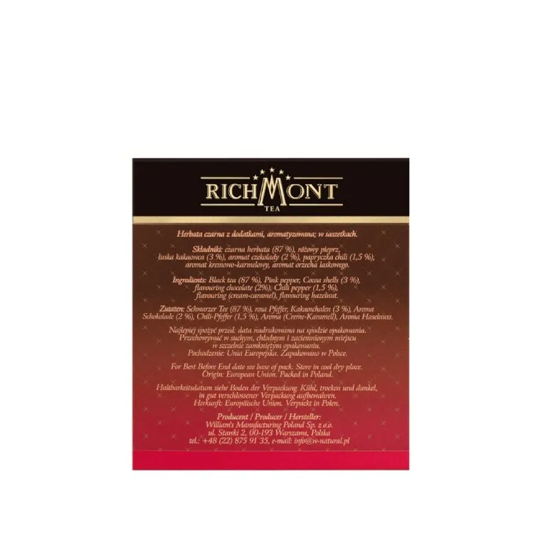 Czarna Herbata RICHMONT Black Chilli Chocolate - 40x4g