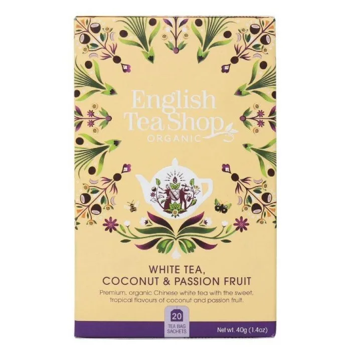 Herbata ENGLISH TEA SHOP White TEA, Coconut Passion Fruit 20x2g - Biała