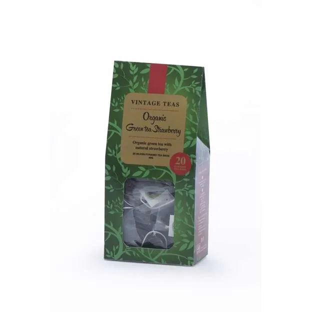 Herbata VINTAGE TEAS Organic Green Tea Strawberry 20x2g - Zielona