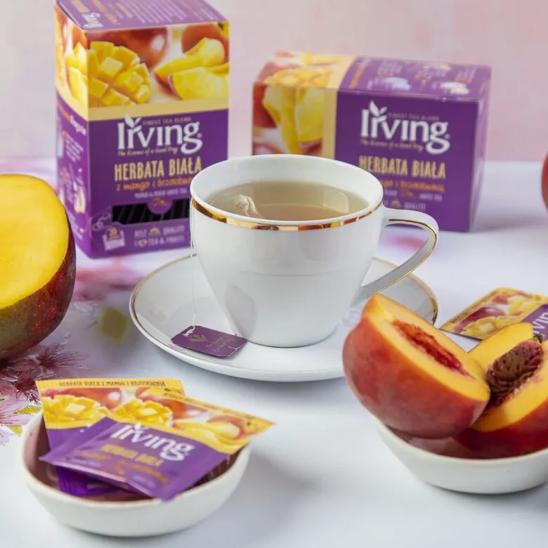 Herbata IRVING Mango Z Brzoskwinią 20x1,5g - Biała
